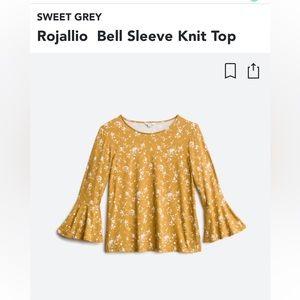 EUC Sweet gray size medium blouse, mustard with Bell sleeves